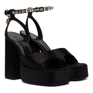 Versace Black Medusa Heeled platform sandals open toe. Size 37